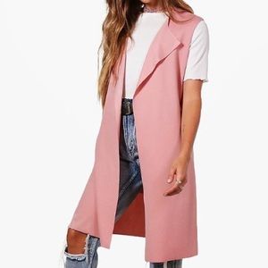 Olivia Waterfall Belted Sleeveless Coat